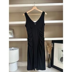 Espirit Y2K Black Ruched Tank Midi Dress- Size M
